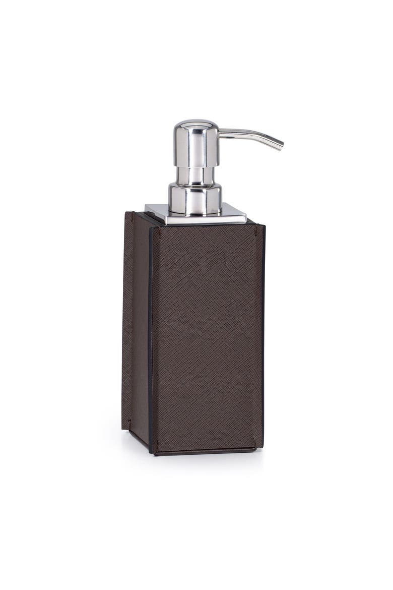Piega Saffiano Brown Pump Dispenser, Main, color, BROWN