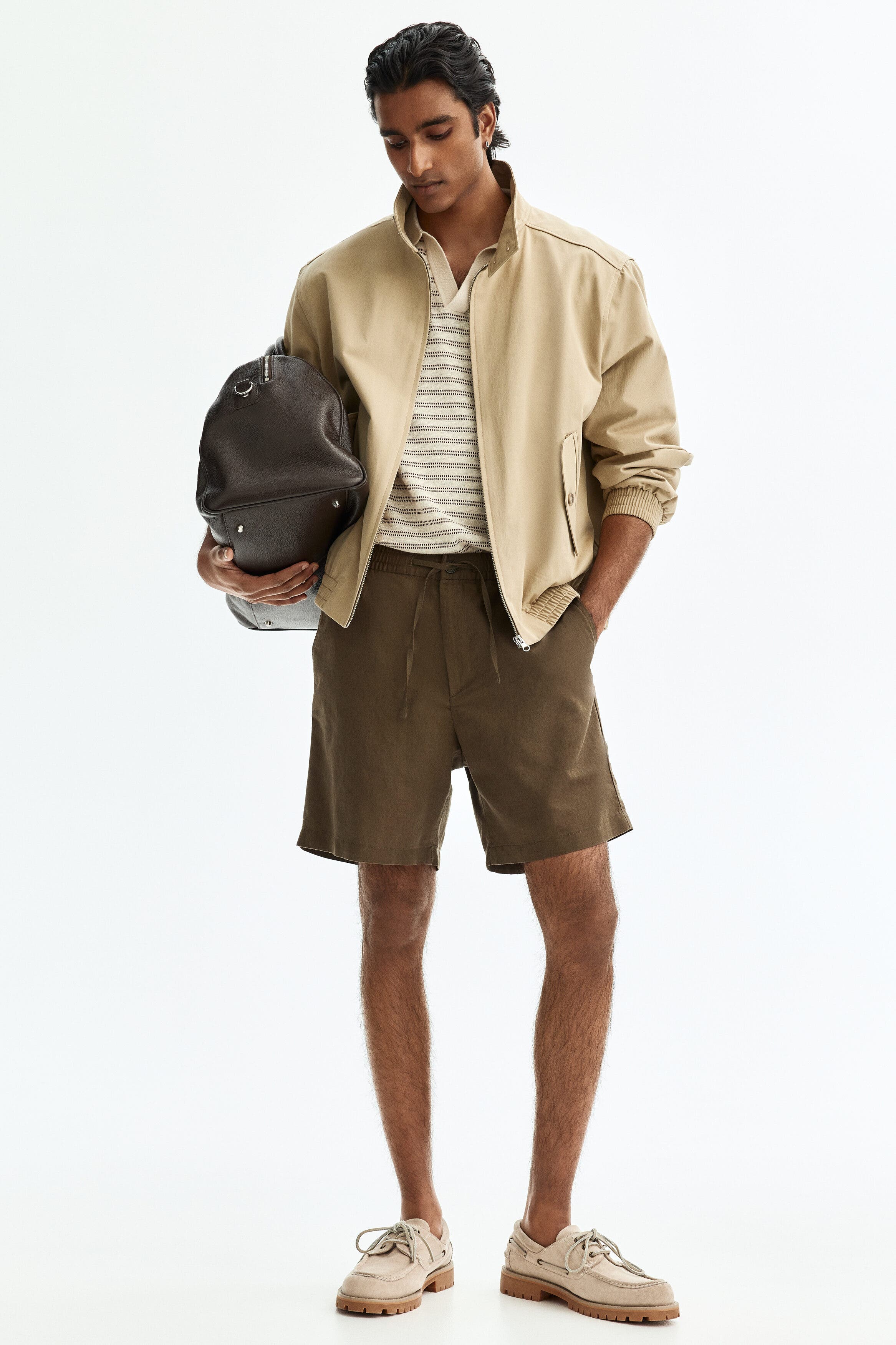 Regular-fit linen-blend shorts - image 3