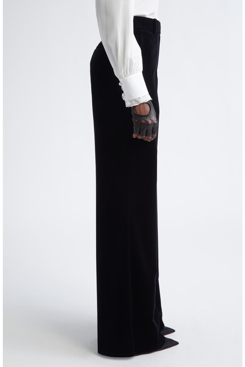 Velveteen Wide Leg Trousers, Alternate, color, BLACK