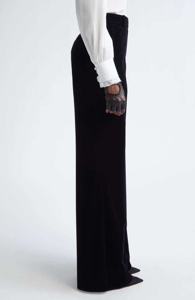 Valentino Velveteen Wide Leg Trousers, Alternate, color, Black