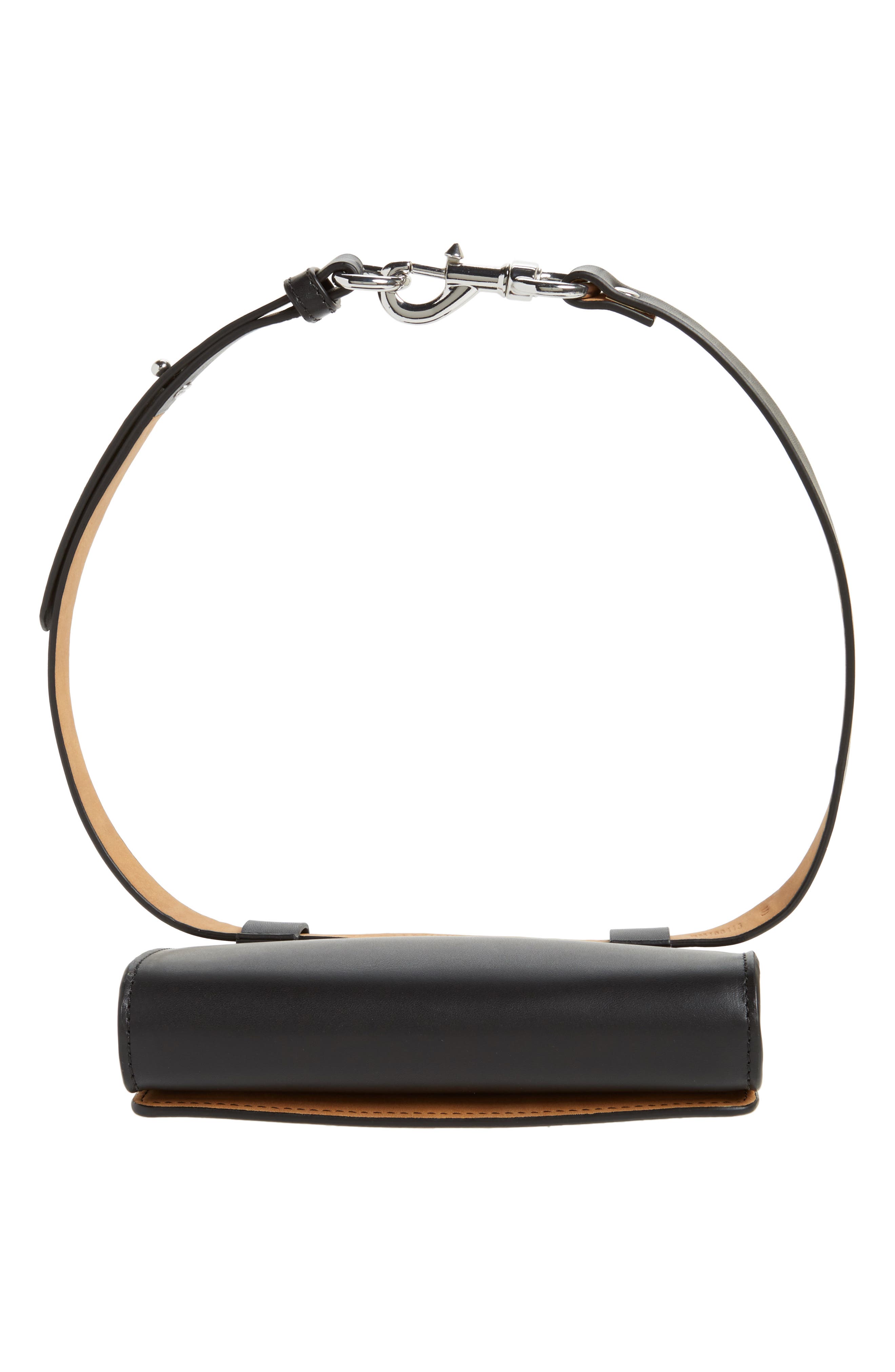 Erin Studded Calfskin Leather Belt Bag, Alternate, color, BLACK