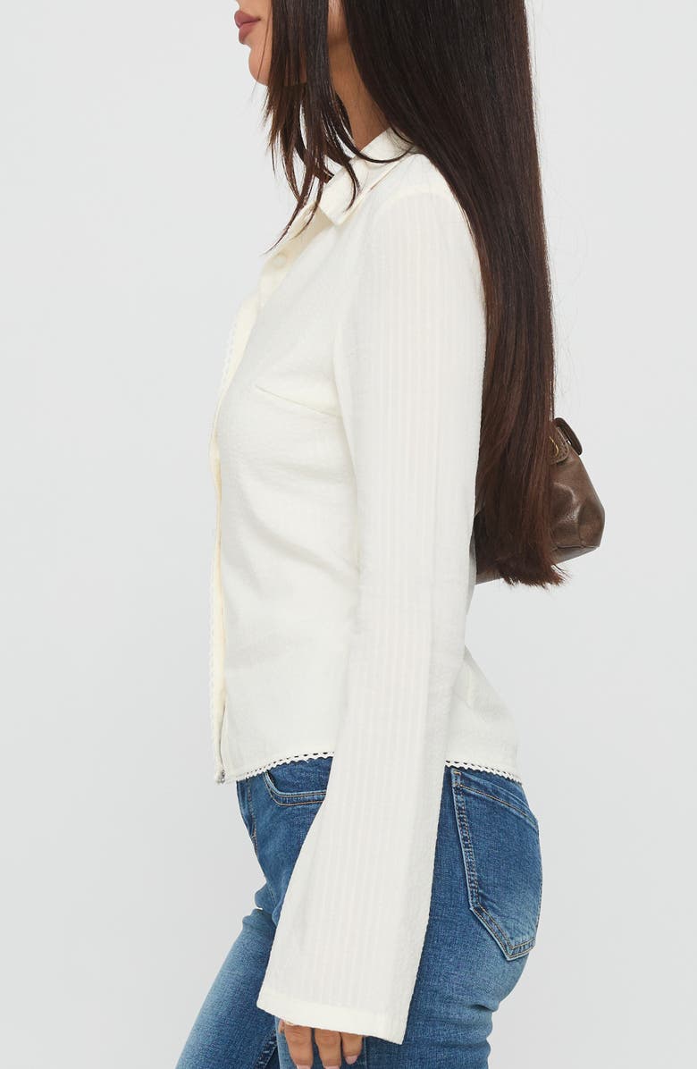 Princess Polly Emersonne Cotton Blend Button-Up Shirt, Alternate, color, White