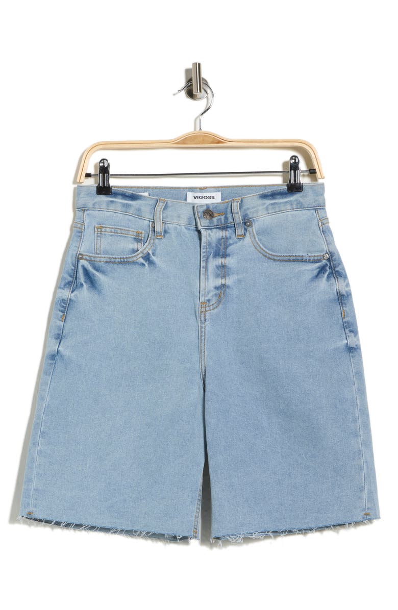 Vigoss Cutoff Denim Bermuda Shorts, Main, color, Light Wash