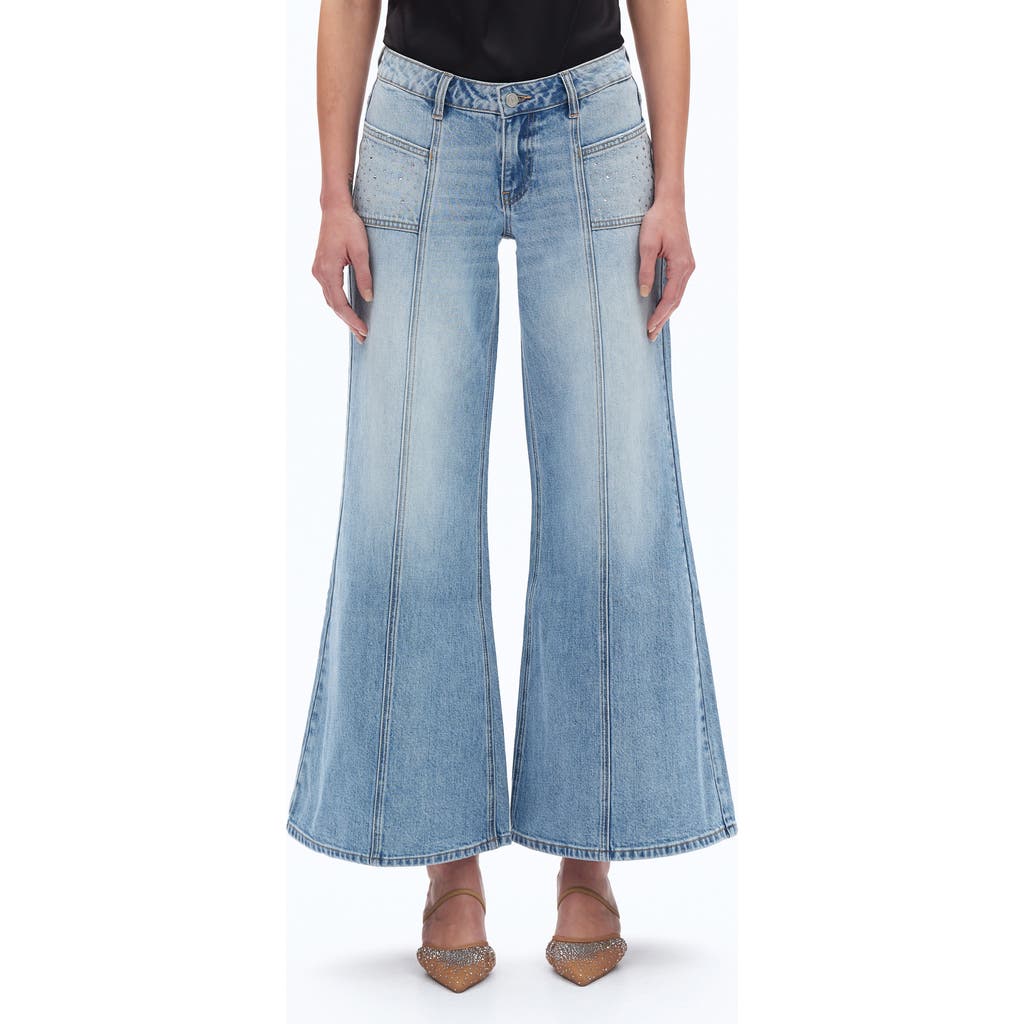 Bayeas Rhinestone Pocket Flare Jeans In Blue