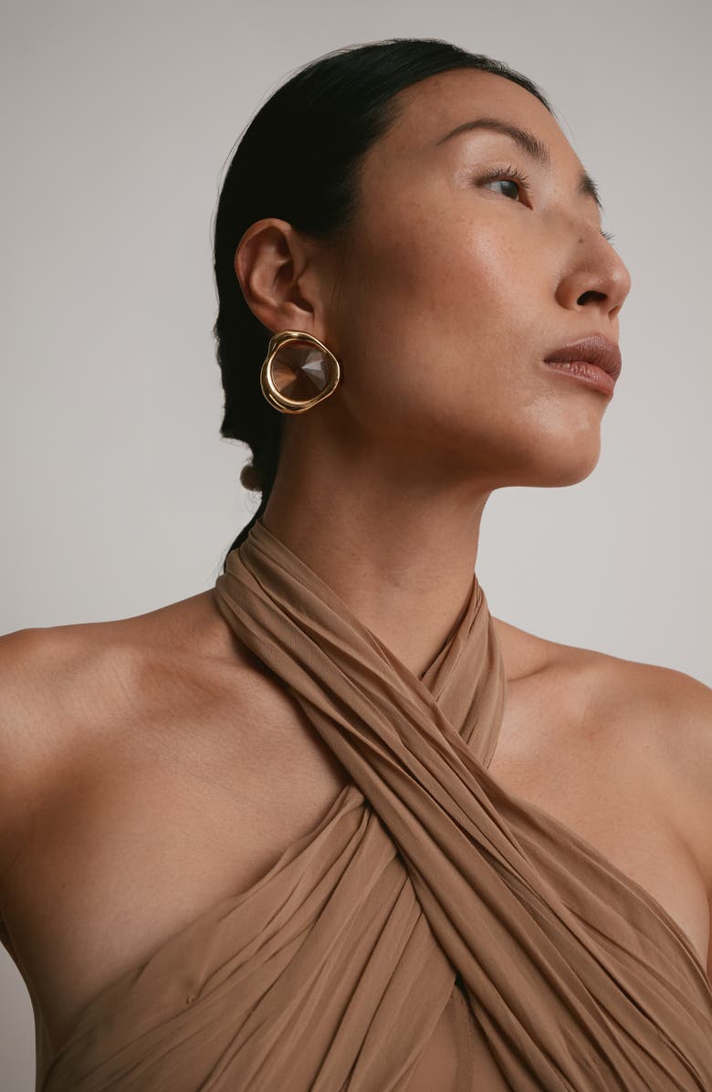 LELET NY Sloane Crystal Button Earrings, Alternate, color, Topaz/ Gold