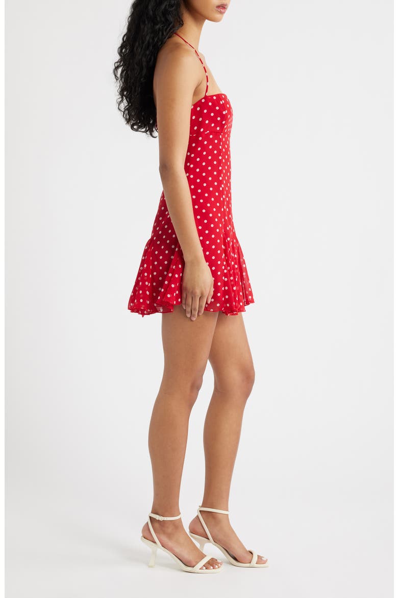 Delamere Polka Dot Halter Minidress, Alternate, color, RED POLKA