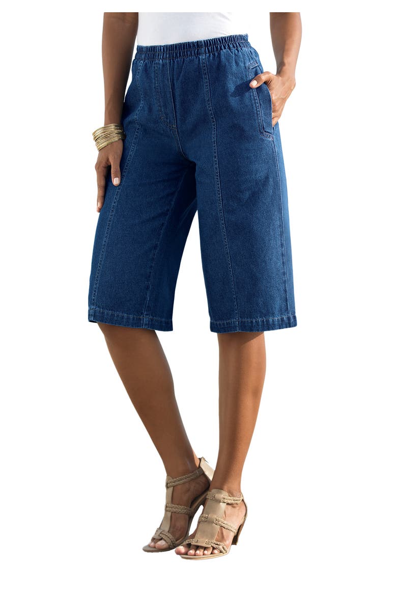 Plus Size Easy Wear Bermuda Short, Main, color, INDIGO WASH