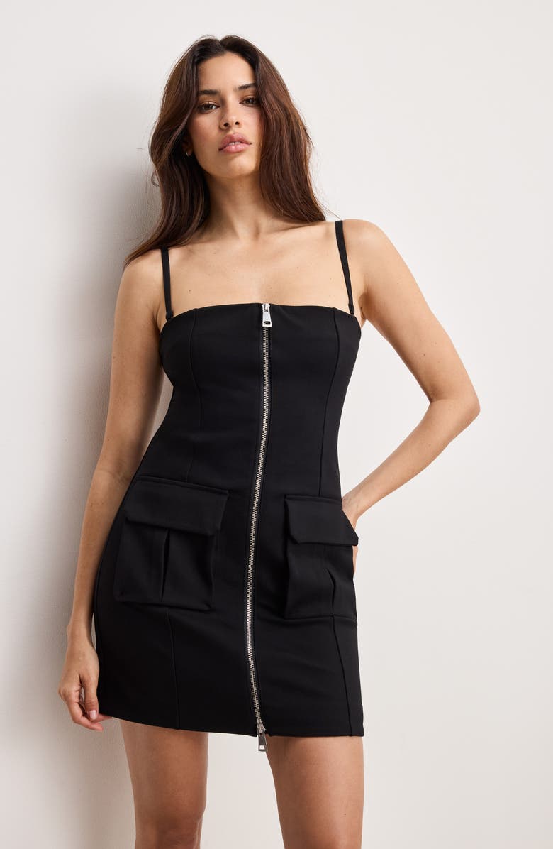 Good American Soft Stretch Ponte Minidress, Alternate, color, Black001