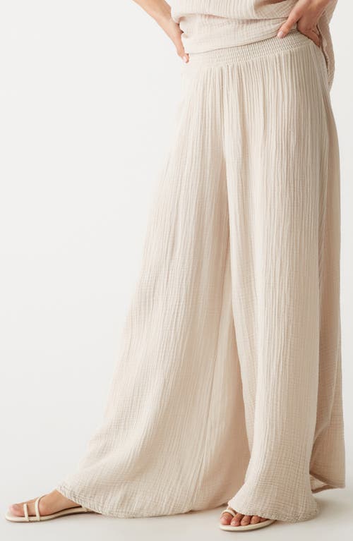 Michael Stars Simba Smocked Waist Wide Leg Pants In Cement