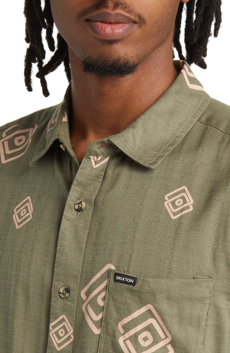 Brixton Charter Classic Fit Short Sleeve Slub Button-Up Shirt, Alternate, color, 