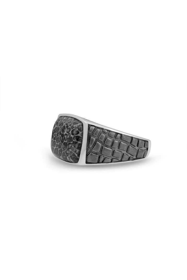Fossil Agate Sterling Silver Men Signet Ring, Alternate, color, Silver