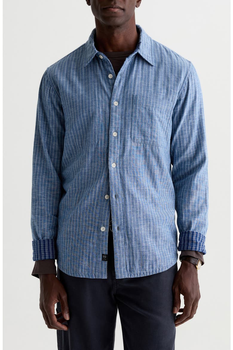 Matteo Reversible Pinstripe Shirt, Main, color, RHYTHM PINSTRIPE