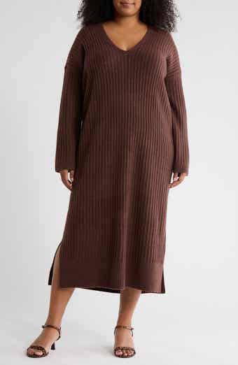 NORDSTROM RACK Ribbed Long Sleeve Sweater Dress