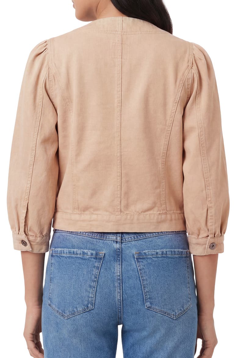 Collarless Crop Denim Jacket, Alternate, color, NEUTRAL PINK