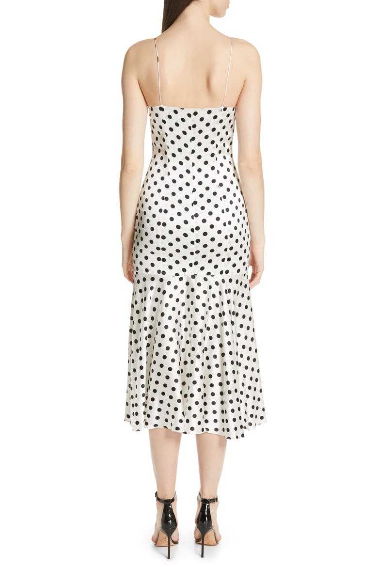Kai Polka Dot Silk Mermaid Slipdress, Alternate, color, WHITE/ BLACK