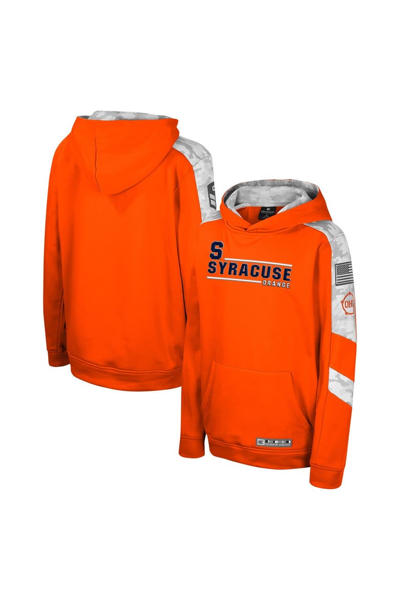 Youth Colosseum Orange Syracuse Orange OHT Military Appreciation Cyclone Digital Camo Pullover Hoodie, Main, color, Orange
