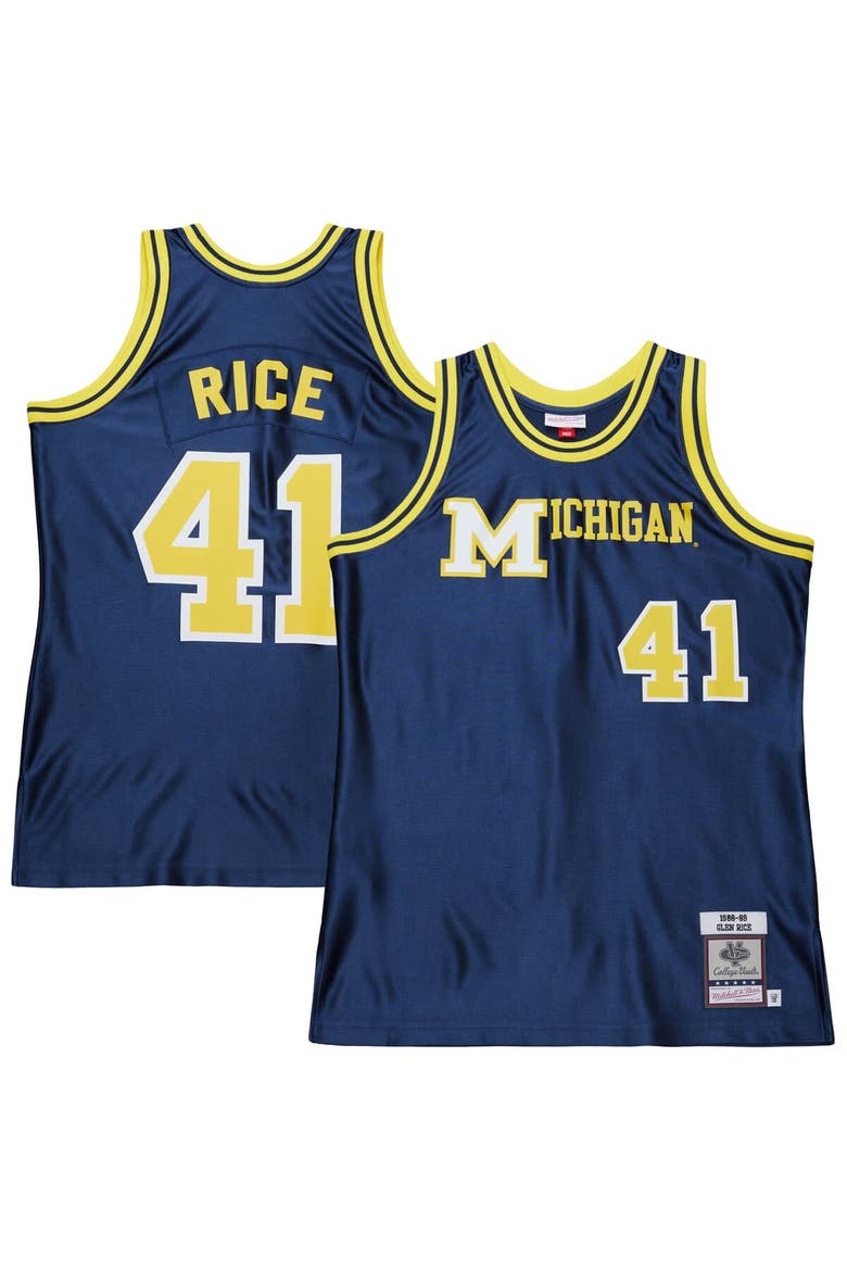 Men's Mitchell & Ness Glen Rice Navy Michigan Wolverines 1988/89 Authentic Jersey, Main, color, Navy
