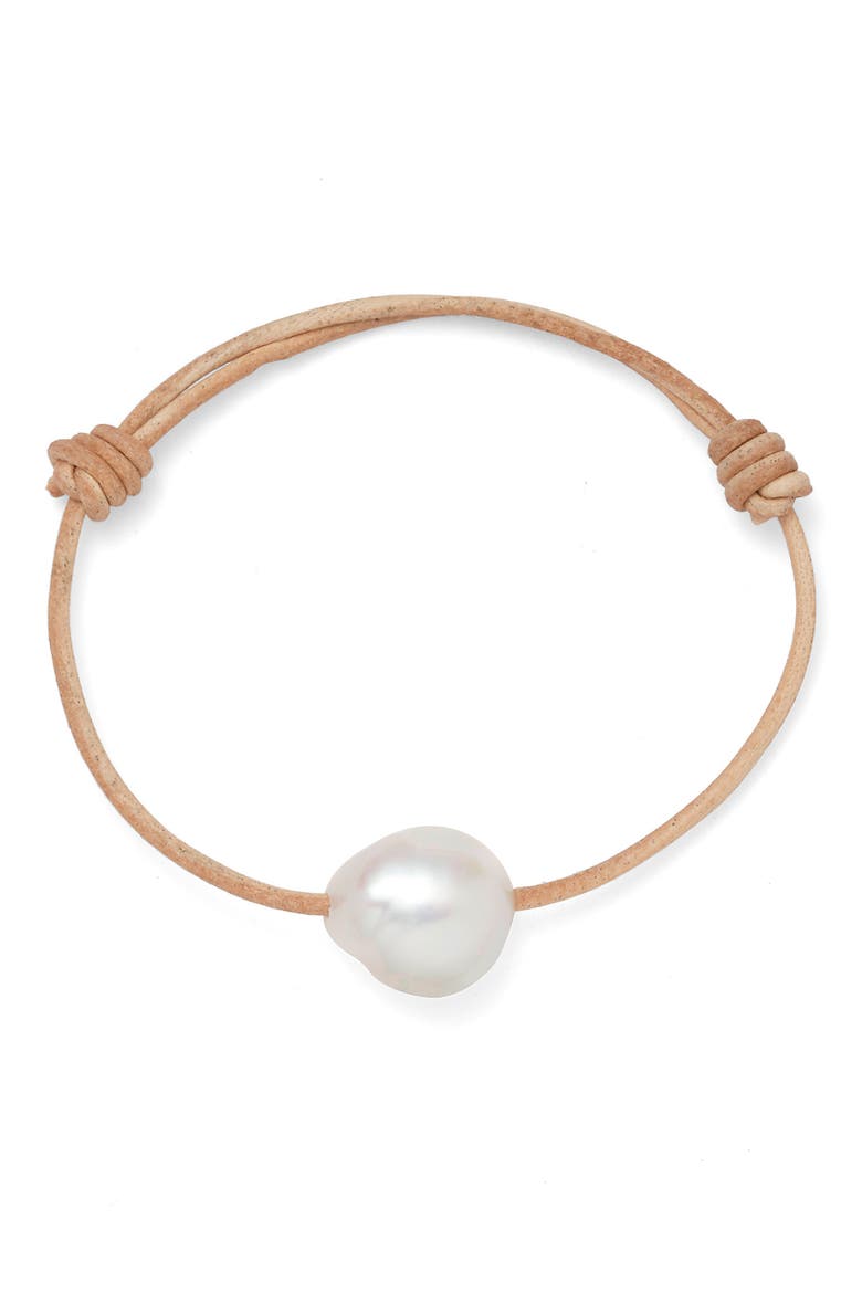 Freshwater Pearl Knot Bracelet, Main, color, TAN