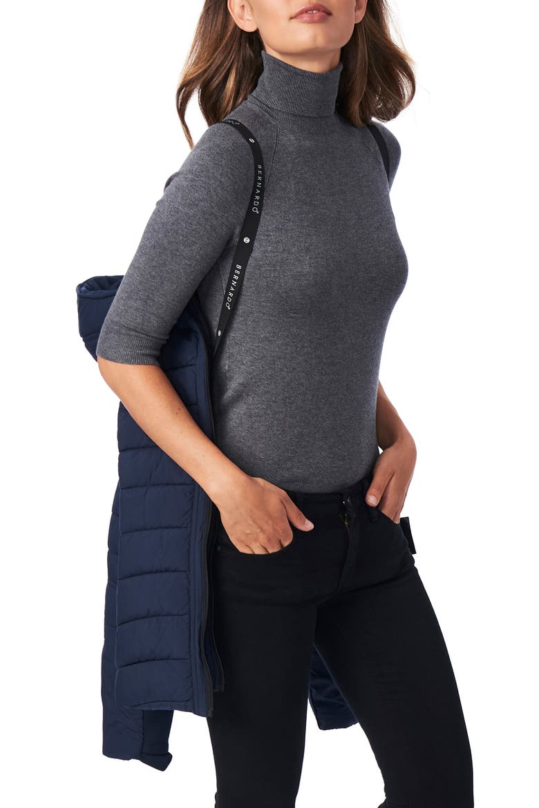 Hooded Quilted Water Repellent Jacket, Alternate, color, DEEP OCEAN