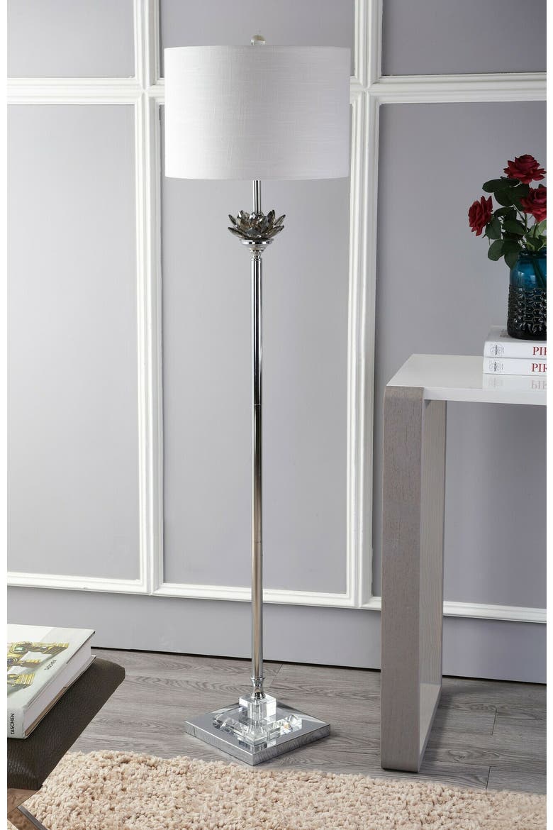 Amelia Crystal / Metal LED Floor Lamp, Alternate, color, Smoke Gray/Chrome