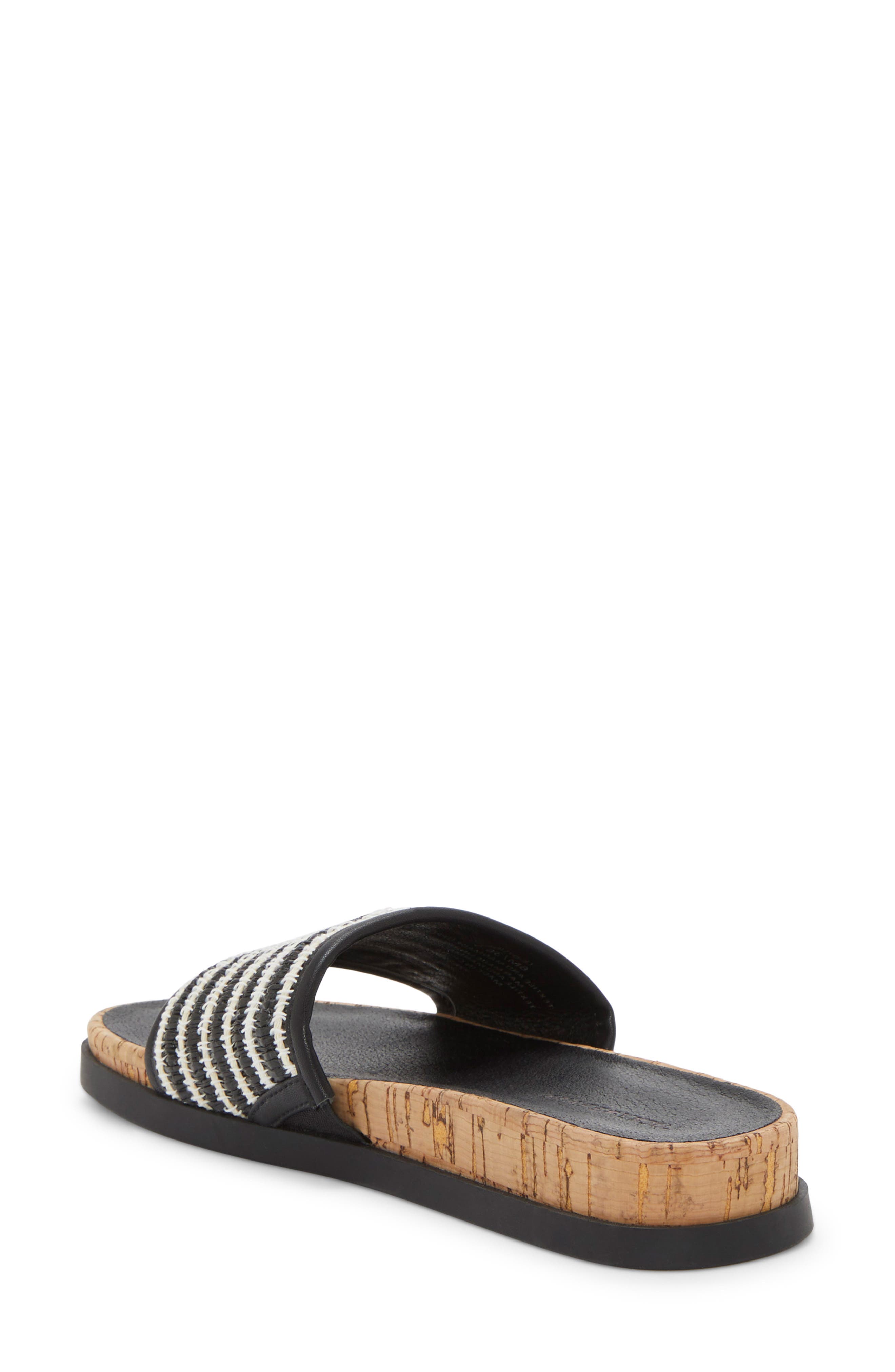 Lucky Brand Dylina Slide Sandal, Alternate, color, Black Multi Raffia