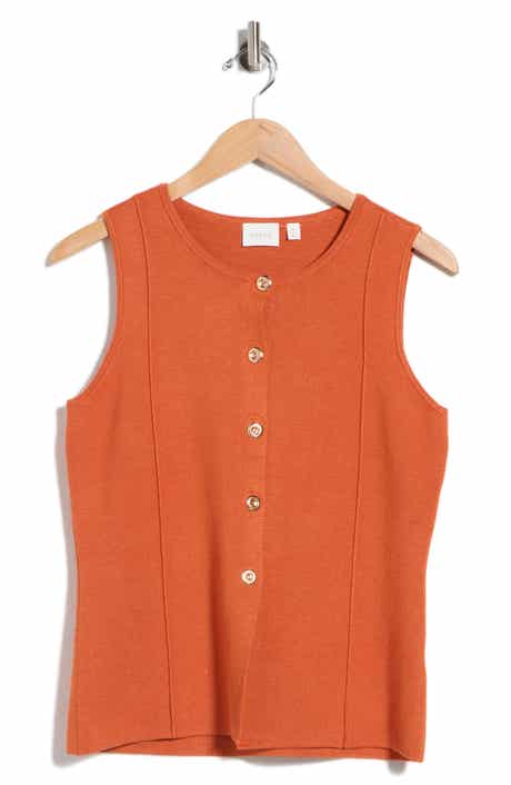 Button Front Sleeveless Vest