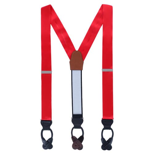 Trafalgar Dutton Solid Color Silk Button End Suspenders In Red