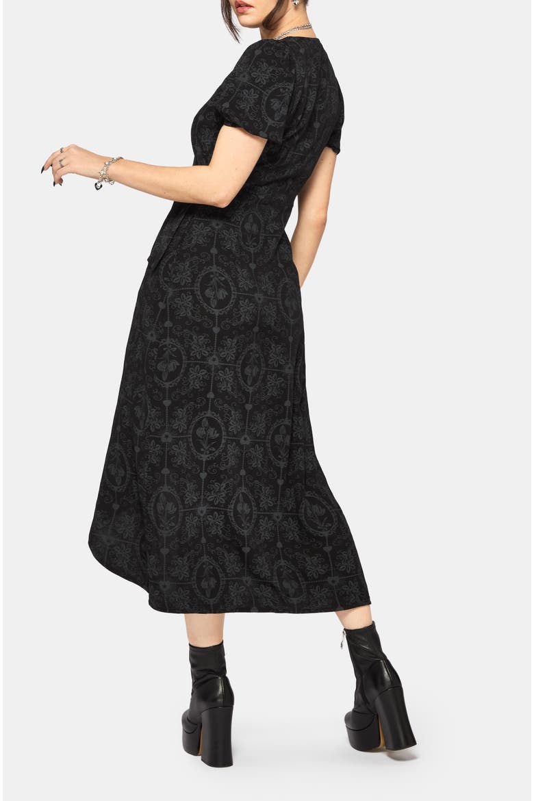 Cameo Floral Printed Wrap Dress, Alternate, color, Black