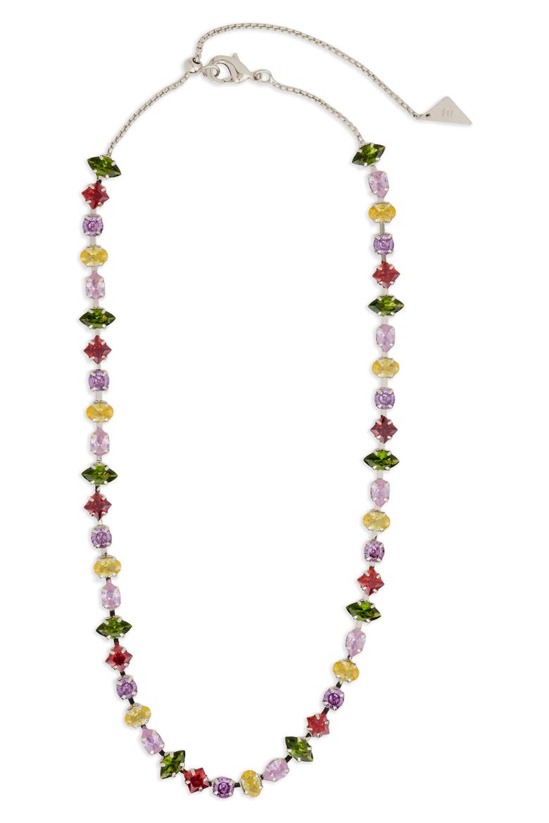 Colorburst Cubic Zirconia Tennis Necklace, Alternate, color, SILVER