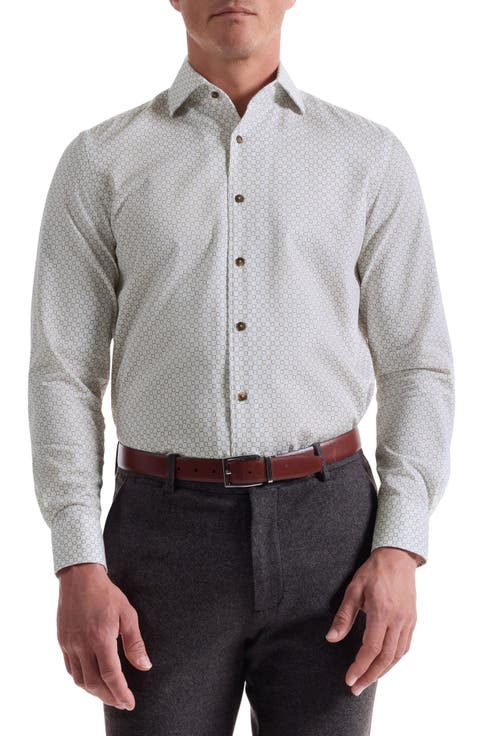 Alvin Shaped Fit Geo Print Button-Up Shirt