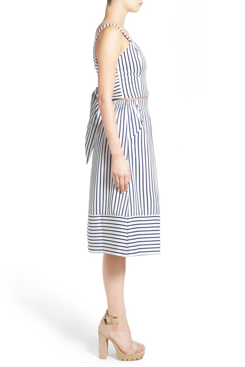Cotton Poplin Stripe Midi Skirt, Alternate, color, WHITE