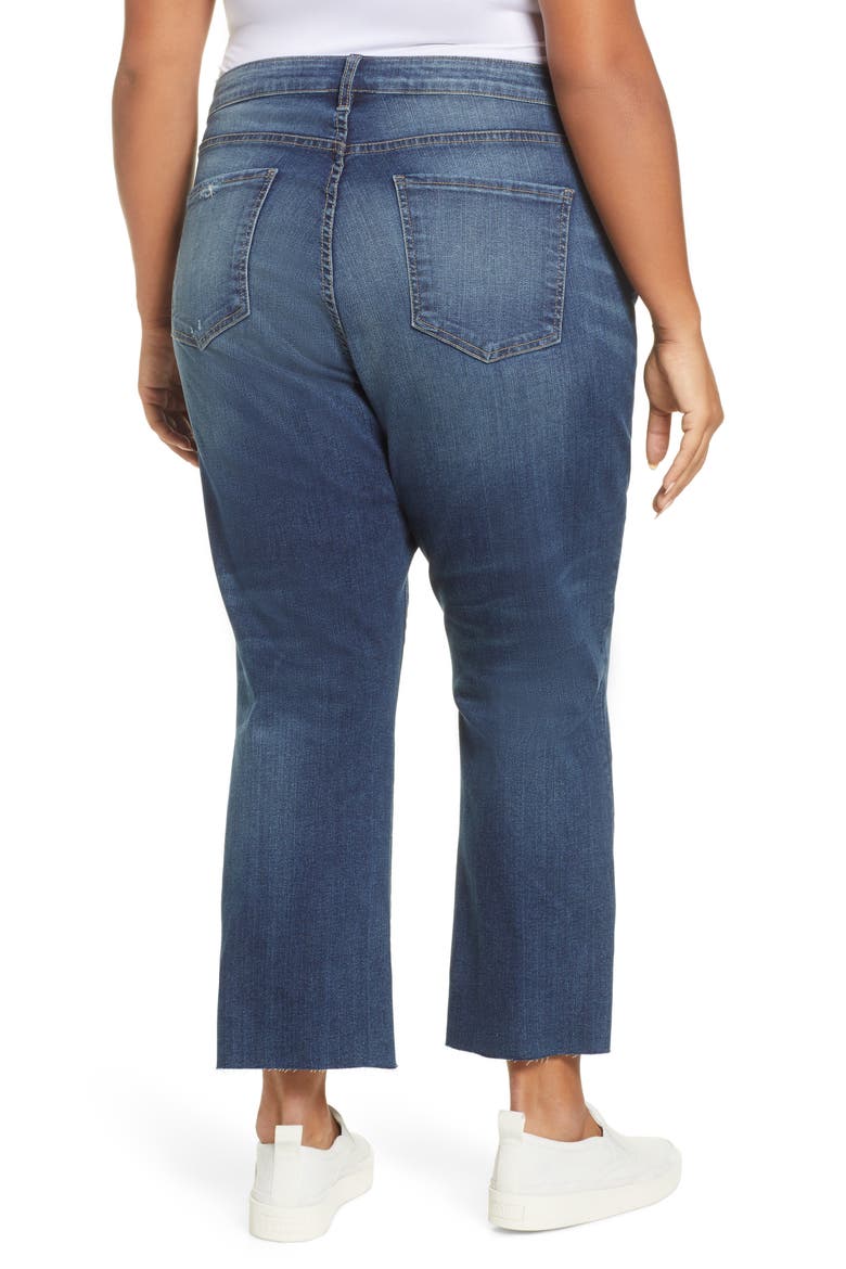 Kelsey High Waist Raw Hem Crop Kick Flare Jeans, Alternate, color, BOSS