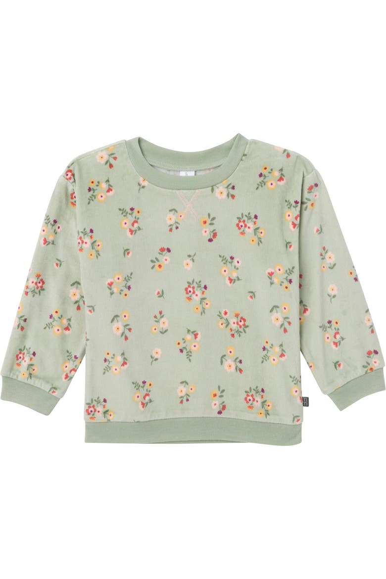 Fleece Pajama Top & Pant Set, Alternate, color, Green Flower