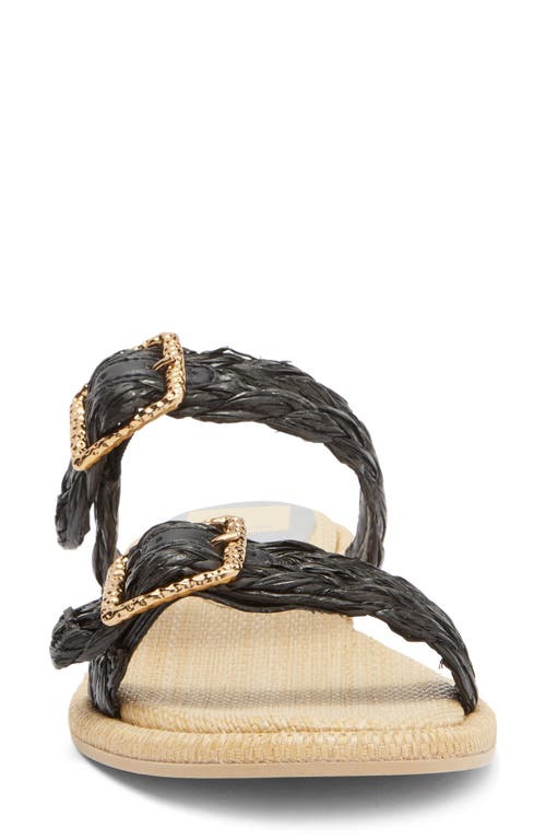 Dolce Vita Alaina Womens Raffia Slip On Slide Sandals In Onyx
