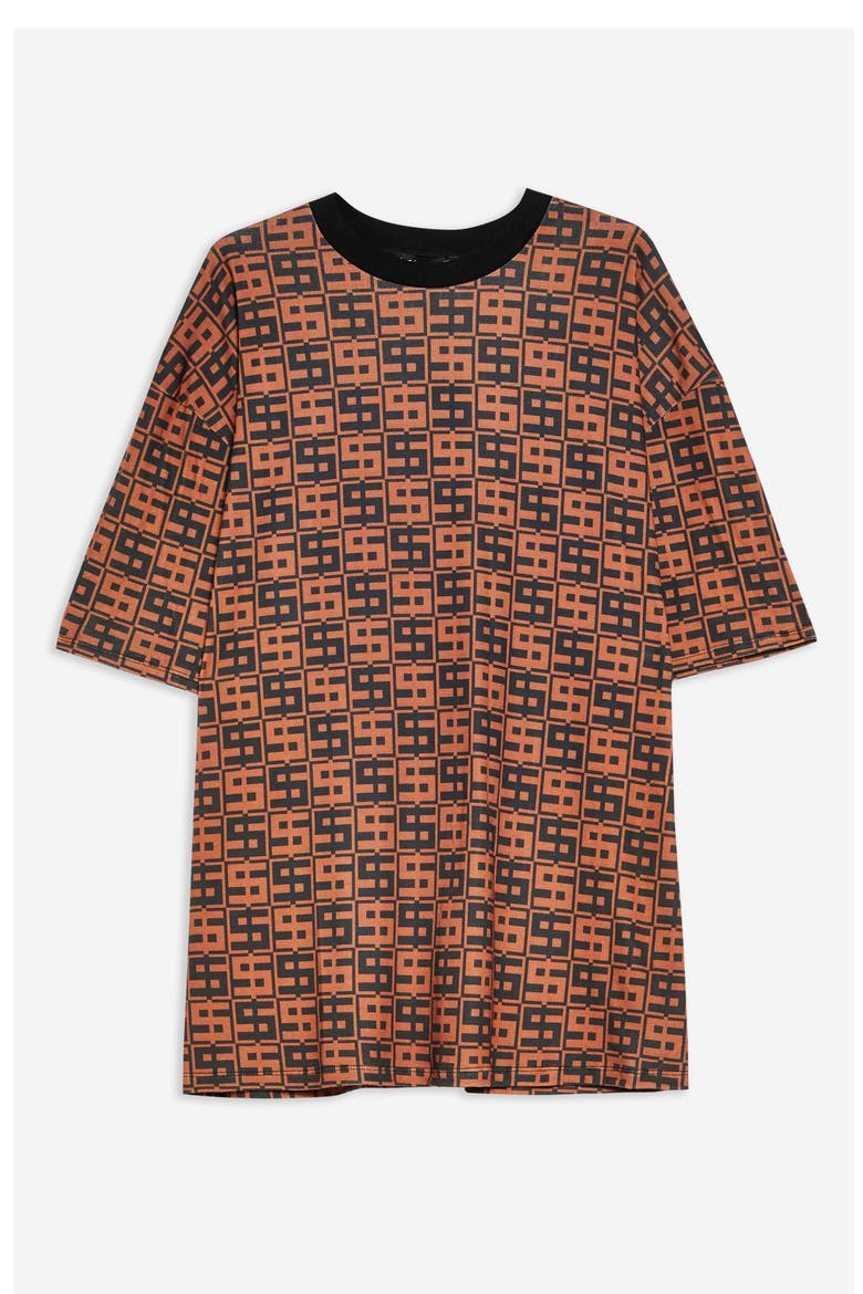 Monogram Oversize Boyfriend Tee, Alternate, color, BROWN MULTI