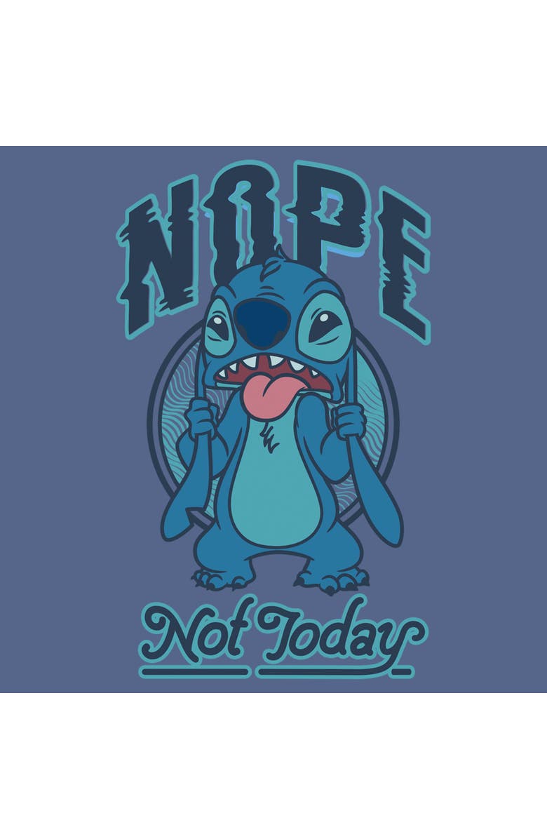 Lilo & Stitch Men's Lilo & Stitch Nope Not Today Tongue Out Stitch Graphic T-Shirt, Alternate, color, Blue Jean