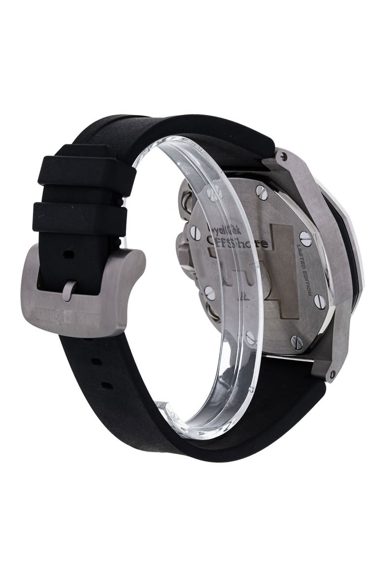 Audemars Piguet Preowned 2006 Royal Oak Offshore 25863TI.00.A001CU.01 Rubber Strap Watch, 48mm, Alternate, color, BLACK / SILVER