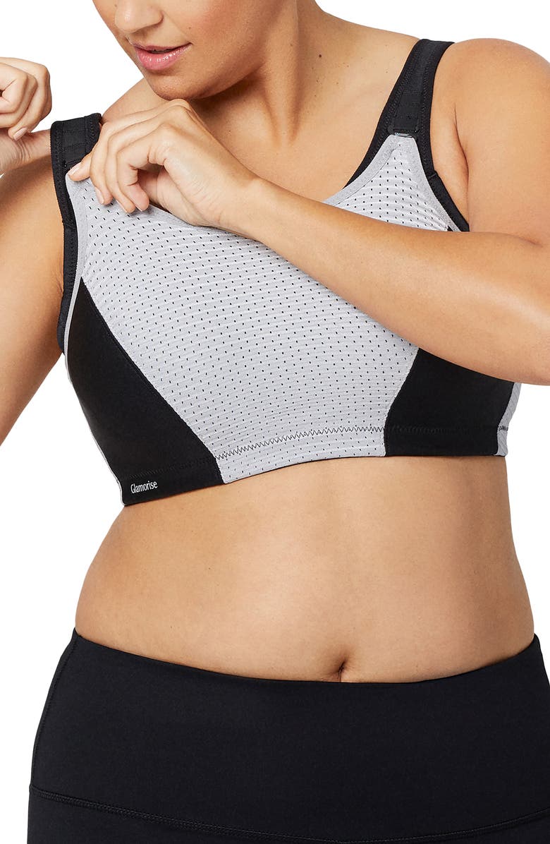 Glamorise Custom Control Sports Bra, Alternate, color, Black/Grey