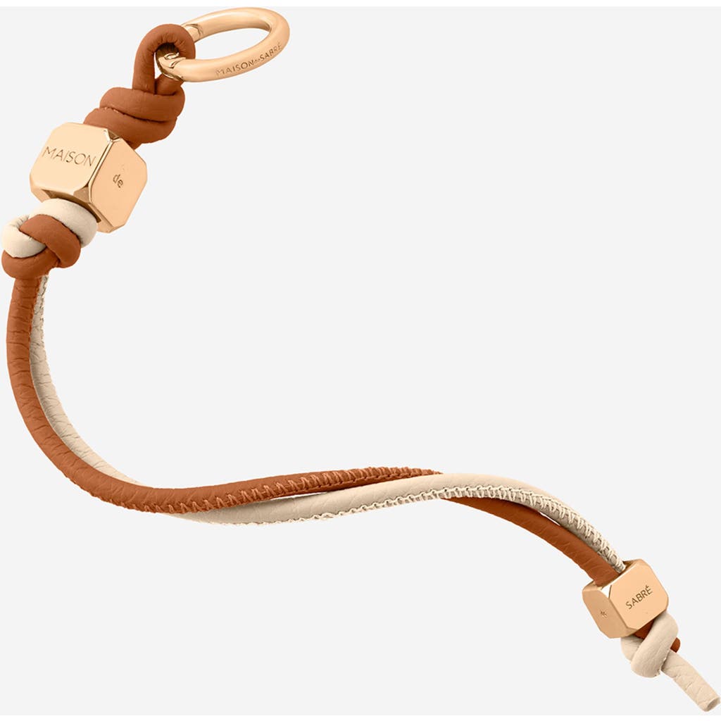 Maison De Sabre Leather Wristlet Charm In Pecan Nude
