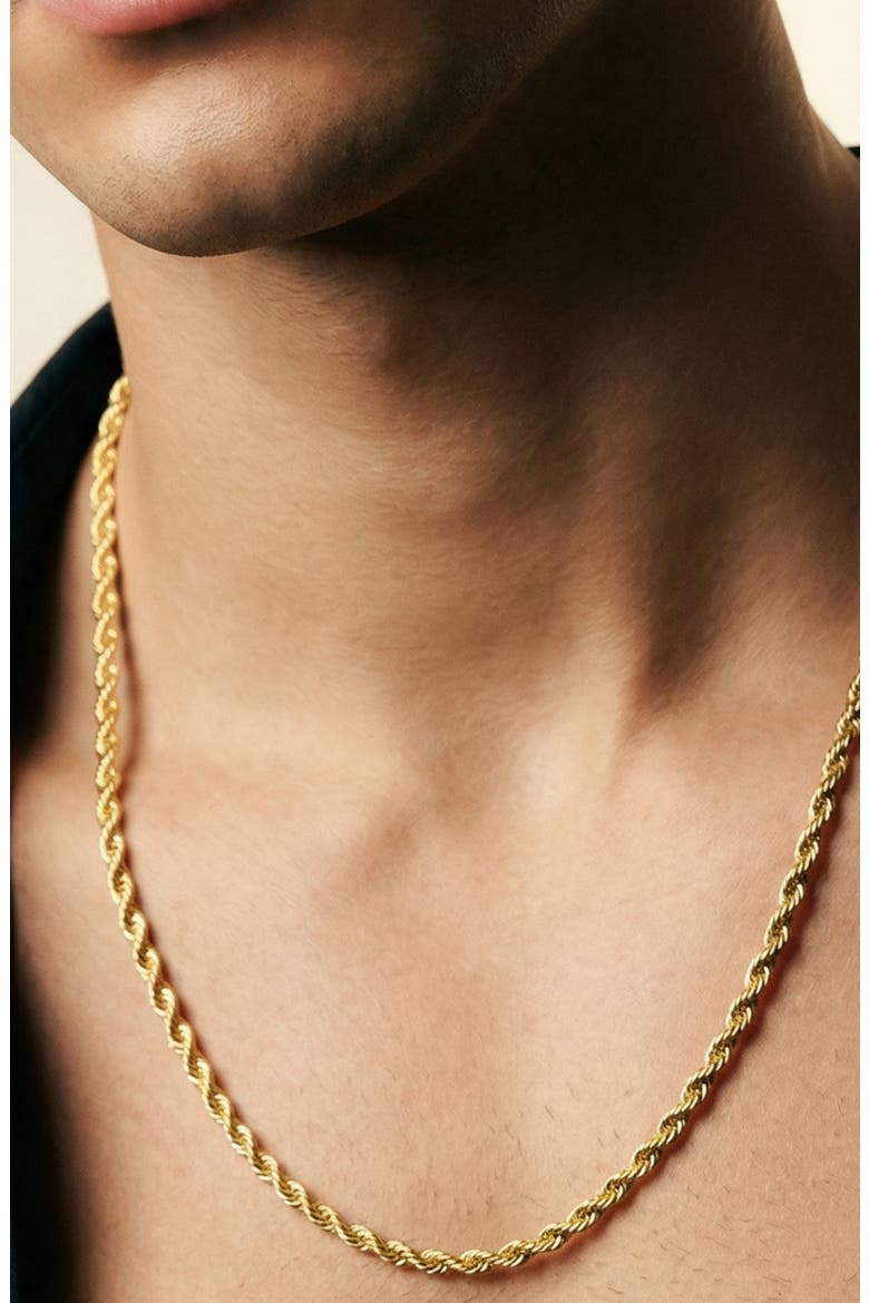 Men's Rope Chain Necklace, Alternate, color, GOLD