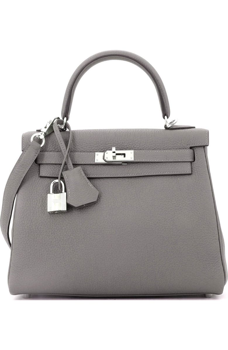 Pre-Owned Hermes Kelly Handbag Grey Togo with Palladium Hardware 25, Main, color, Gris Meyer