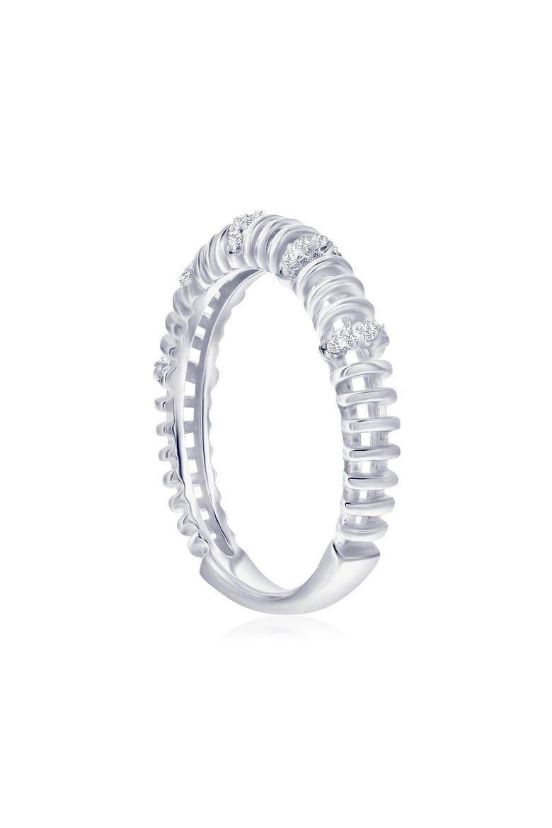 Cubic Zirconia Wire Ring, Alternate, color, SILVER