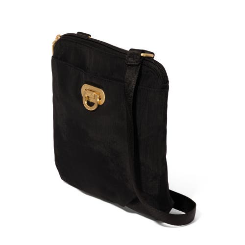 Shop Baggallini Coastal Flip Lock Mini Crossbody In Black W/gold Hardware