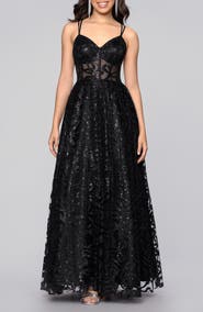 Blondie Nites Strappy Illusion Bodice Ballgown