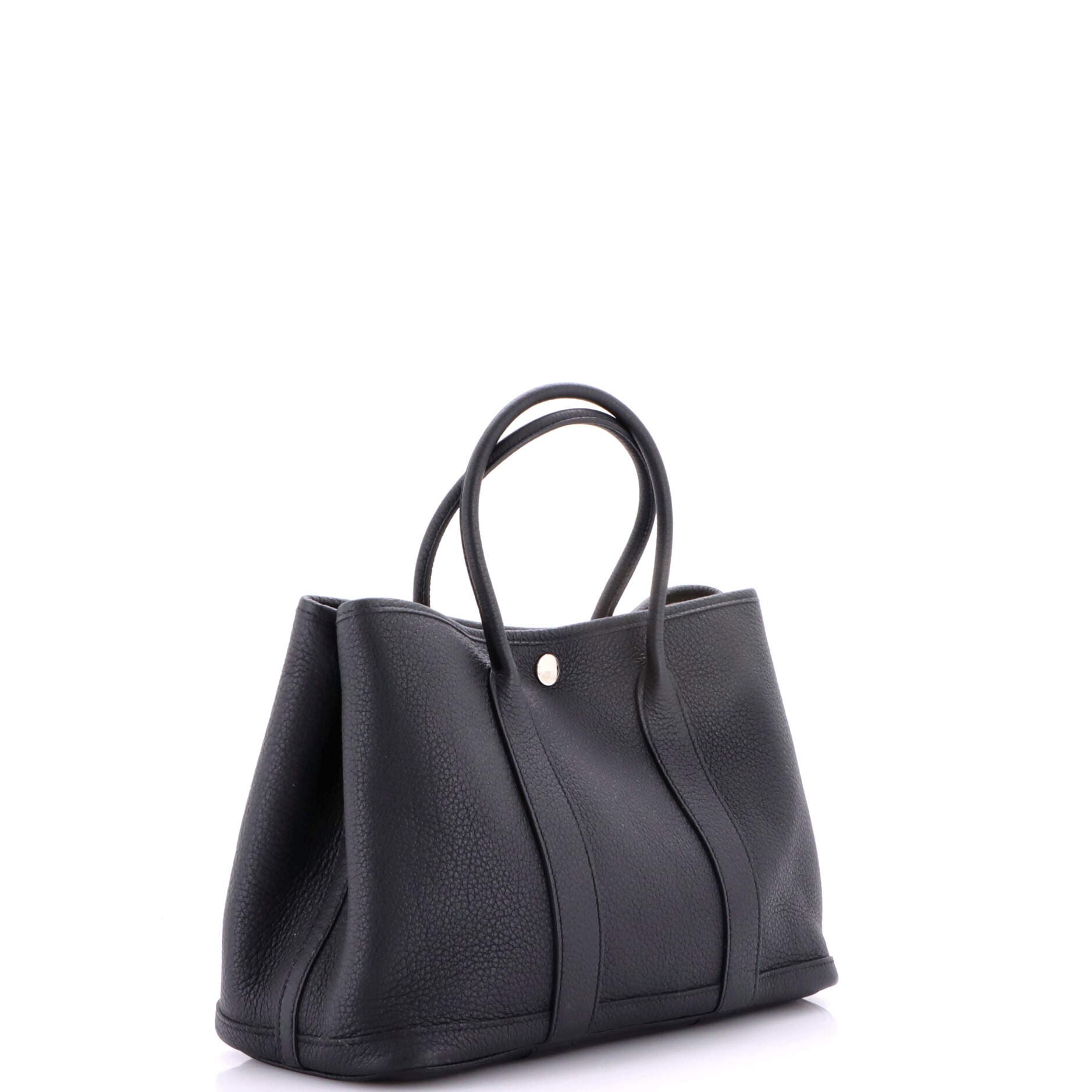 Pre-Owned Hermes Garden Party Tote Leather 30, Alternate, color, Noir
