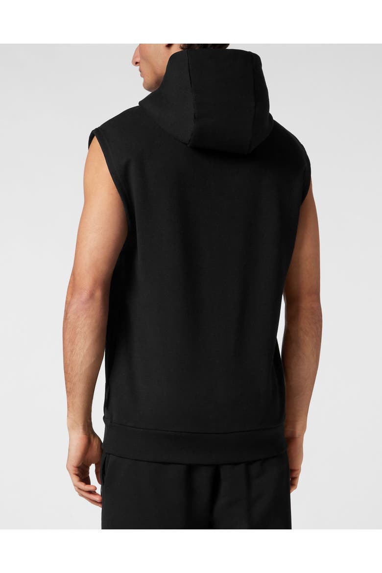 Sleeveless Hoodie Sweatshirt Tiger Men, Alternate, color, black/white