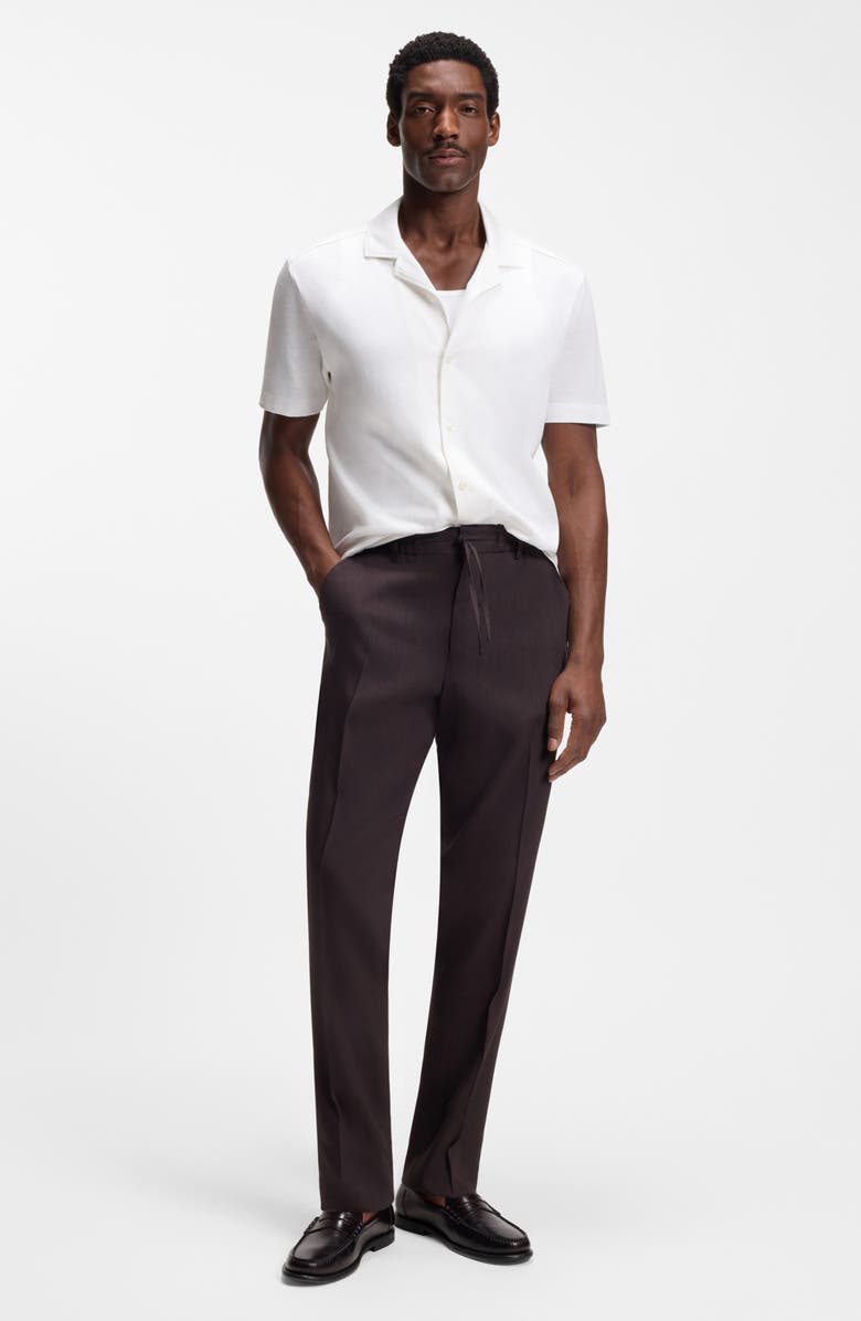 BOSS Powell Linen & Cotton Camp Shirt, Alternate, color, White