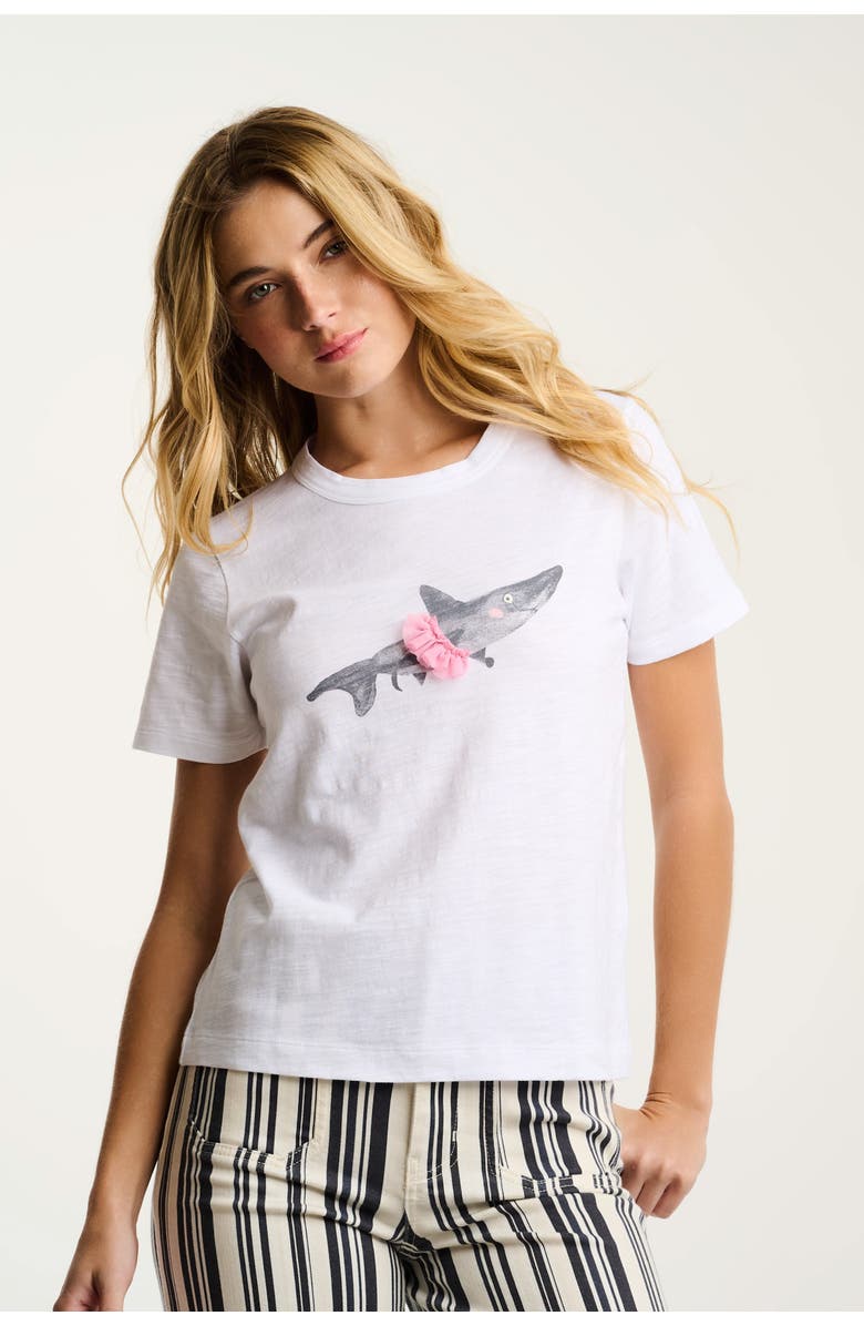 Lisa Todd Jaw Dropping Shark Tee, Alternate, color, White