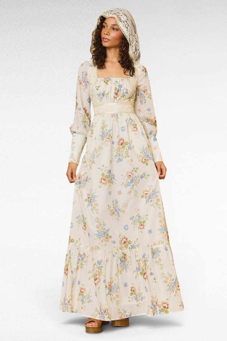 Carol Hooded Maxi Dress, ModCloth x Gunne Sax, Main, color, Whispering Petals