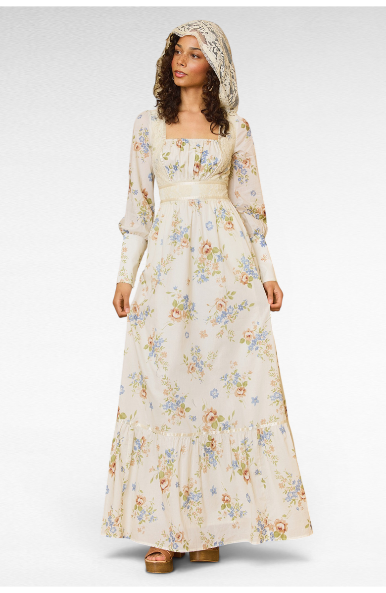 ModCloth Carol Hooded Maxi Dress, ModCloth x Gunne Sax, Main, color, Whispering Petals